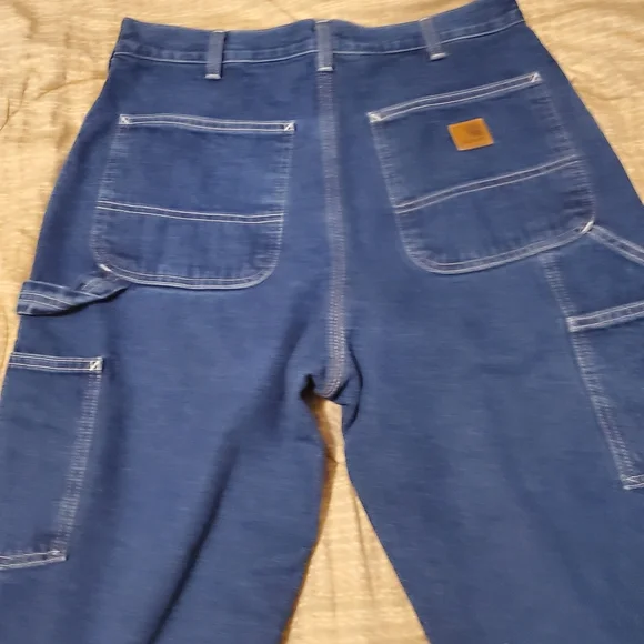 Vtg Carhartt Carpenter Jeans 32x32 B13 DST Loose-Fit Washed Darkstone Denim - Picture 6 of 8